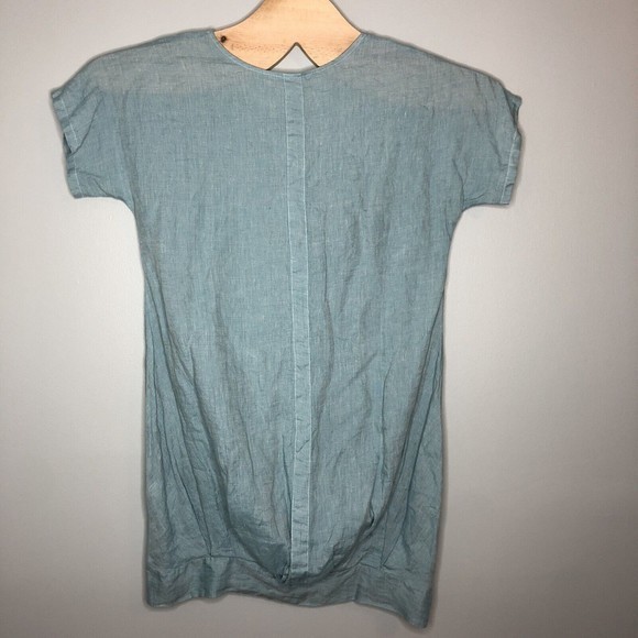 Chalet Women's‎ Small Seafoam Green Linen Tunic Top Shirt Dress - Picture 3 of 4
